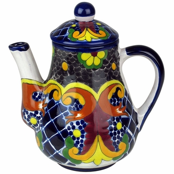 Talavera Tea Pot - Yellow Cross Pattern