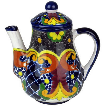 Talavera Tea Pot - Yellow Cross Pattern