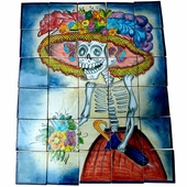 Talavera Wall Mural - Catrina Day of the Dead