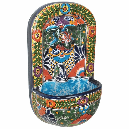 Talavera Wall Fountain with Frog