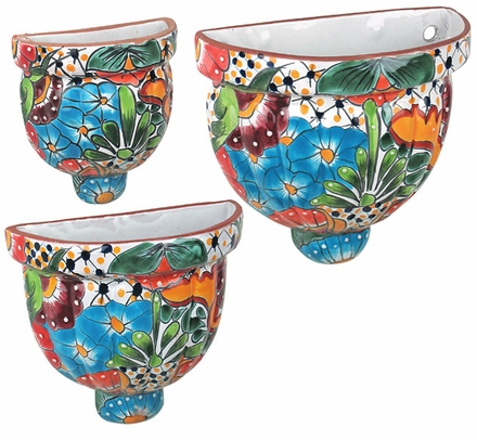 Talavera Wall Planter Pots - Set of 3