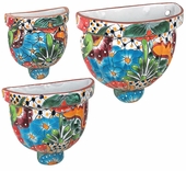 Talavera Wall Planter Pots - Set of 3