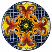 Talavera Yellow Cross with Maroon Dinner Plate