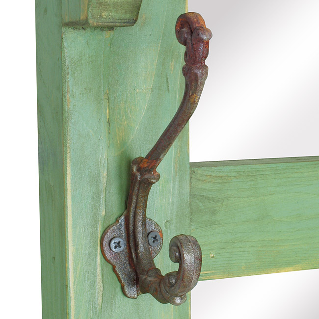 Tall Back Entry Way Throne Chair with Storage, Coat Hooks and Mirror