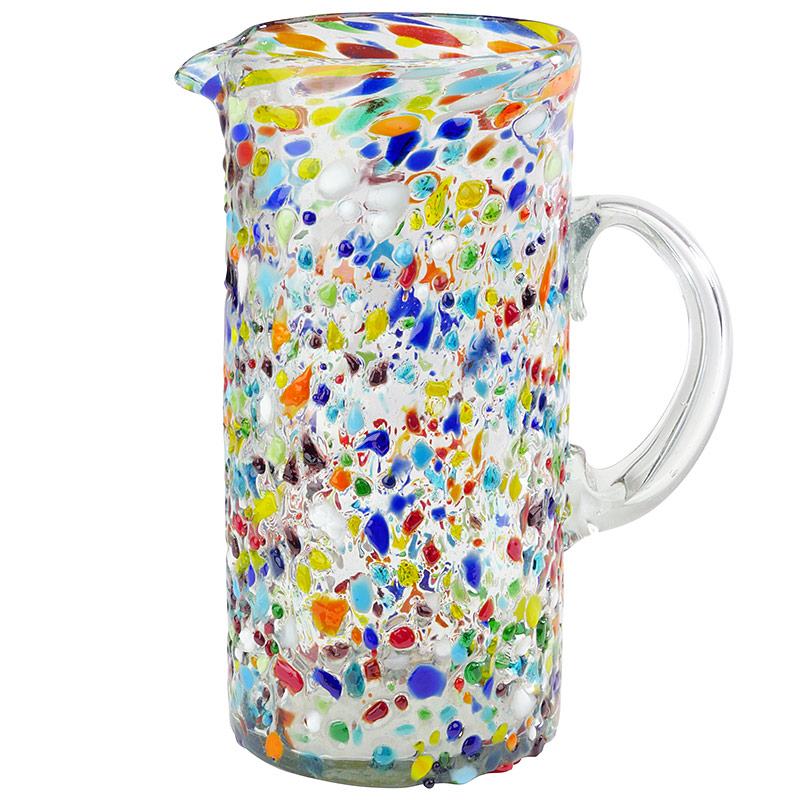 Tall Pebbled Confetti Glass Pitcher
