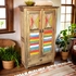 Tall Rustic Wood Cabinet with Colorful Slat Doors
