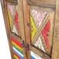 Tall Rustic Wood Cabinet with Colorful Slat Doors