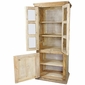 Tall Rustic Wood Vitrina Cabinet with Glass Doors