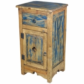 Tall Santa Fe Painted Wood Nightstand - Blue