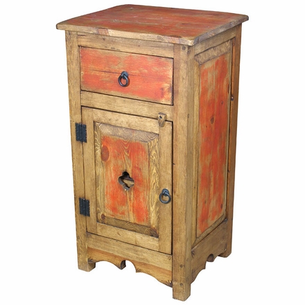 Tall Santa Fe Painted Wood Nightstand - Red