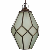 Tapered Prism Frosted Glass Hanging Pendant Light - 8-Sided