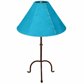 Three Leg Iron Table Lamp with Rawhide or Pigskin Shade