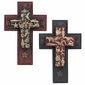 Tiered Painted Wood Mexican Folk Art Cross with Milagros