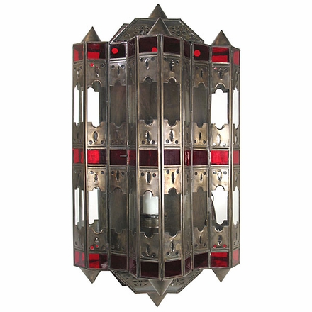 Tin and Glass Gothic Light Fixture