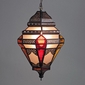 Tin Moroccan Pendant Light with Frosted and Multi-Colored Glass