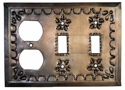 Tin Outlet & Double Switch Cover - Star