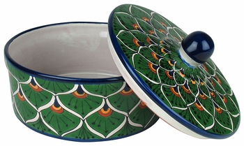 Tortilla Warmer with Lid - Peacock Pattern
