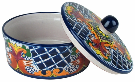 Tortilla Warmer with Lid - Yellow Cross Pattern