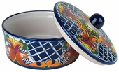 Tortilla Warmer with Lid - Yellow Cross Pattern