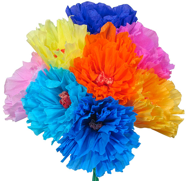 Mexican Tissue Paper Flowers Handmade in Mexico Set of 12