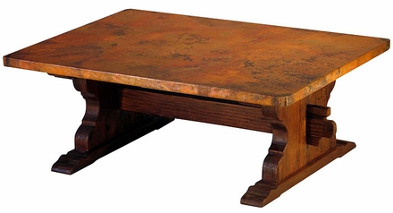 Trestle Coffee Table with Copper Top