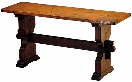 Trestle Console Table with Copper Top
