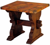 Trestle End Table with Copper Top
