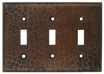 Triple Toggle - Hammered Copper Switchplate