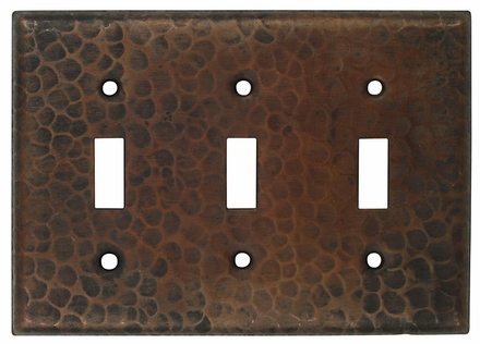 Triple Toggle - Hammered Copper Switchplate