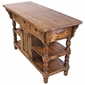 Turned Leg Rustic Wood Kitchen Island with Drawers