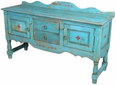 Turquoise Blue Santa Fe Style Buffet with Back Splash
