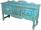 Turquoise Blue Santa Fe Style Buffet with Back Splash