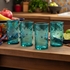 Turquoise Etched Floral Mexican Highball Glass - Set of 4