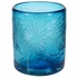 Turquoise Etched Floral Mexican Rocks Glass - Set of 4
