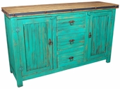 Turquoise Farmhouse Buffet - 2 Doors & 3 Drawers