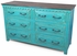 Turquoise Painted Wood 6-Drawer Dresser