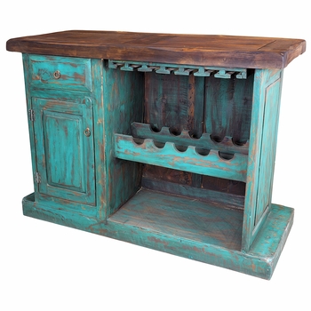 Turquoise Painted Wood Bar
