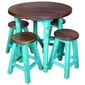 Turquoise Painted Wood Bistro Table & Stools Set