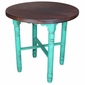 Turquoise Painted Wood Bistro Table & Stools Set