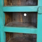 Turquoise Painted Wood Media Console with Iron Mesh Door