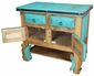 Turquoise Painted Wood Ox Yoke Console Table