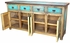 Turquoise Painted Wood Sideboard with Copper Accents