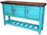 Turquoise Painted Wood Sofa Table with Slat Bottom