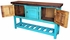 Turquoise Painted Wood Sofa Table with Slat Bottom