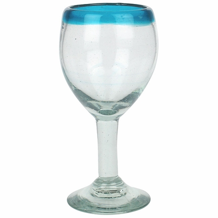 Turquoise Rim Mexican Wine Glasses - Set of 4