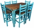Turquoise Rustic Painted Wood Bistro Set with 6 Chairs