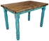 Turquoise Rustic Painted Wood Bistro Set with 6 Chairs