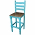 Turquoise Rustic Painted Wood Bistro Set with 6 Chairs