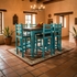 Turquoise Rustic Painted Wood Bistro Set with 6 Chairs