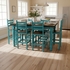 Turquoise Rustic Painted Wood Bistro Set with 6 Chairs